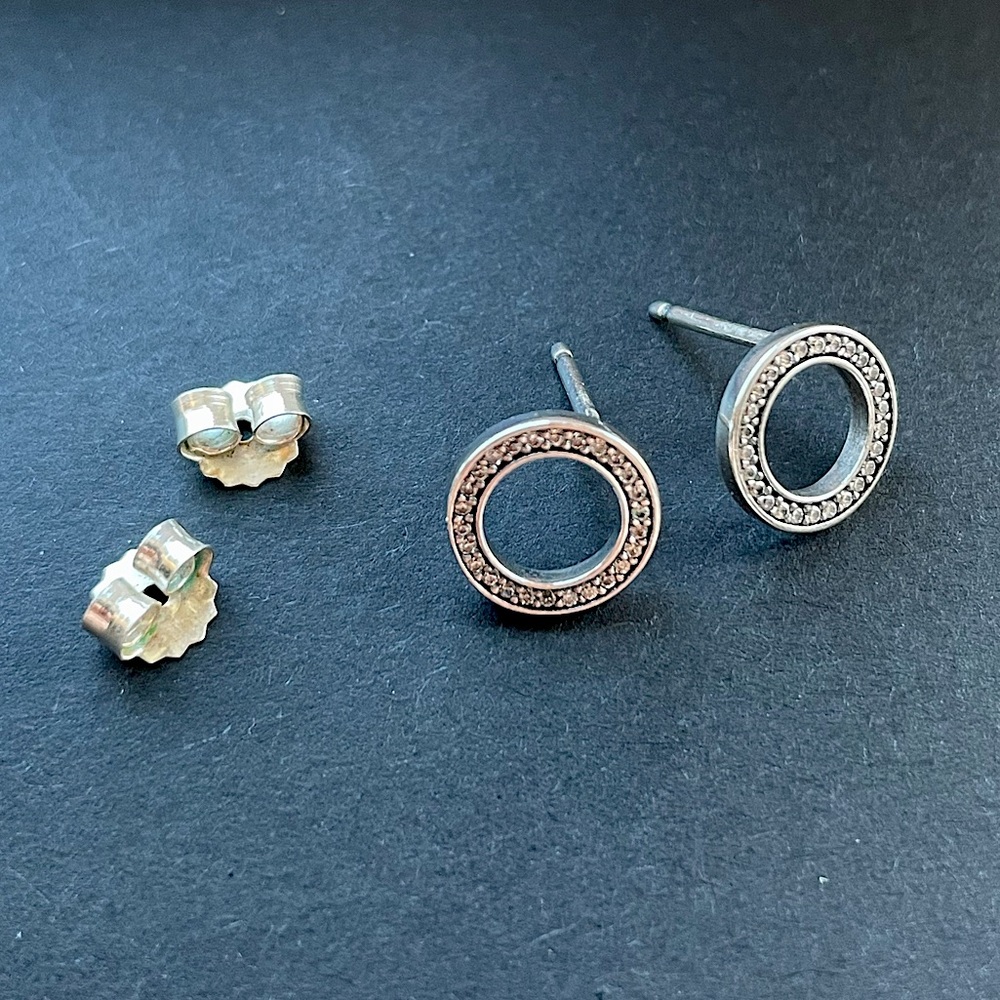 Pandora Sparkling Circle Stud Earrings style 290585CZ